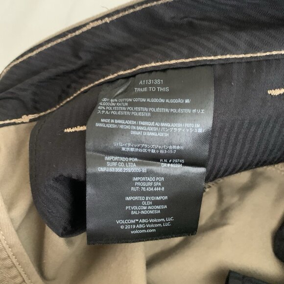 Volcom Men's Tan Khaki Vmonty Chino Pants Size 29 Flat Front NWT - Picture 8 of 11